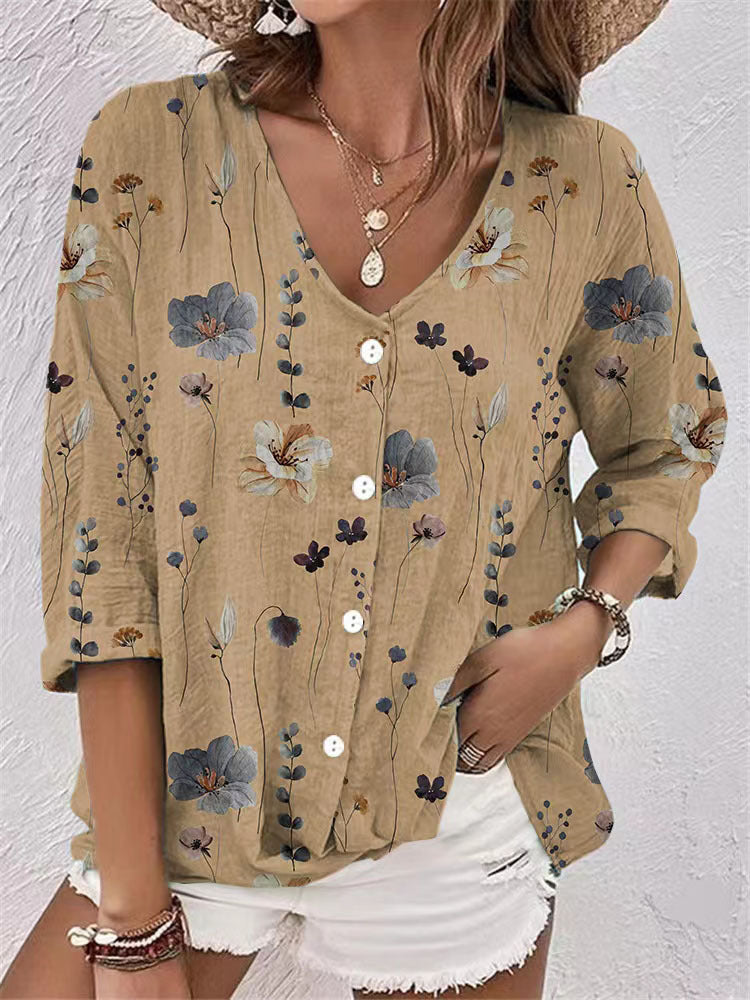 Damen Bluse mit floralem Druck und lässigem Schnitt Drune