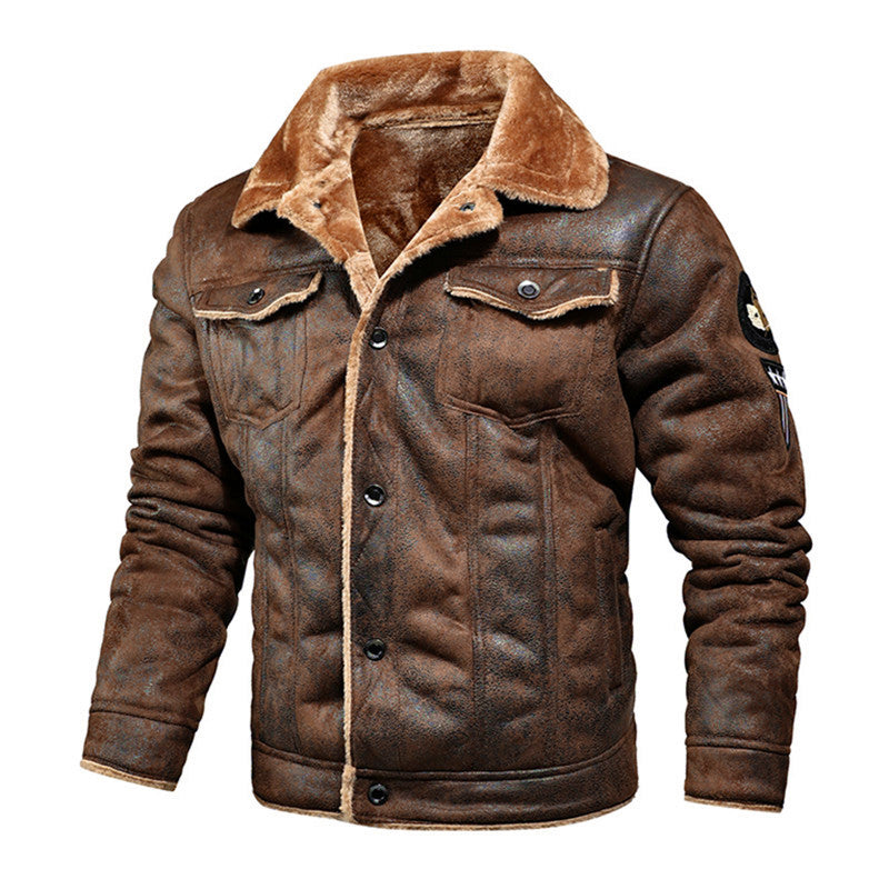 Herren Aviatorjacke mit Teddyfutter und Vintage-Lederoptik Drune