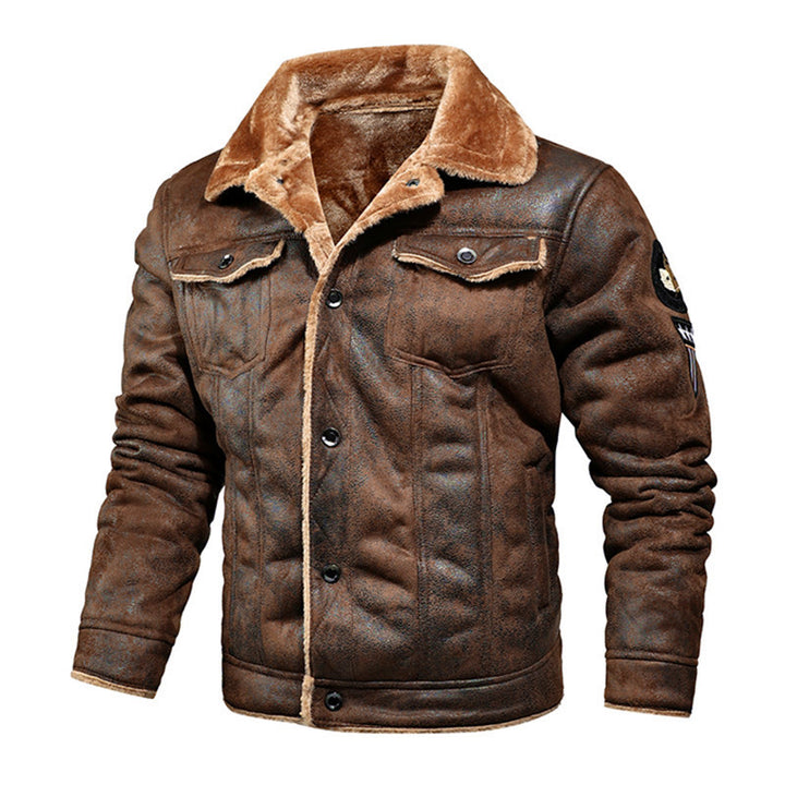Herren Aviatorjacke mit Teddyfutter und Vintage-Lederoptik Drune