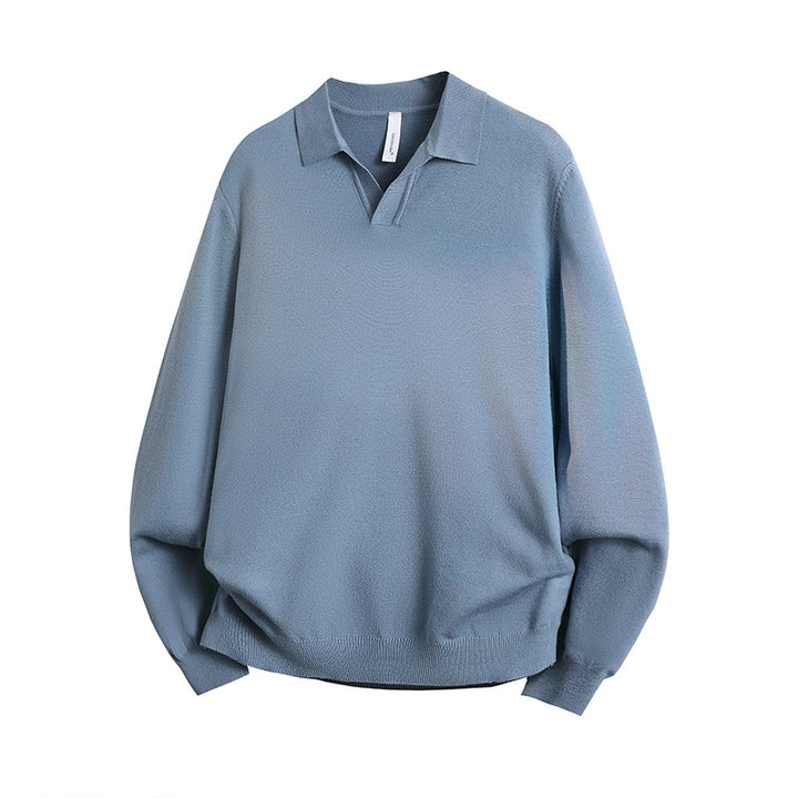 Unisex Oversized Polokragen-Feinstrickpullover mit weitem Schnitt Drune