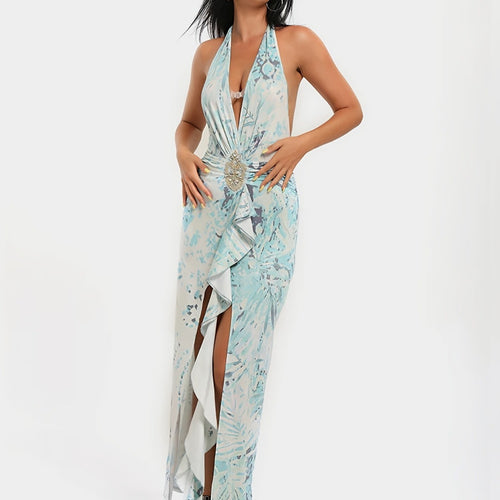 Damen Maxi-Kleid mit raffinierten Drapierungen und dekorativer Satineinfassung Drune