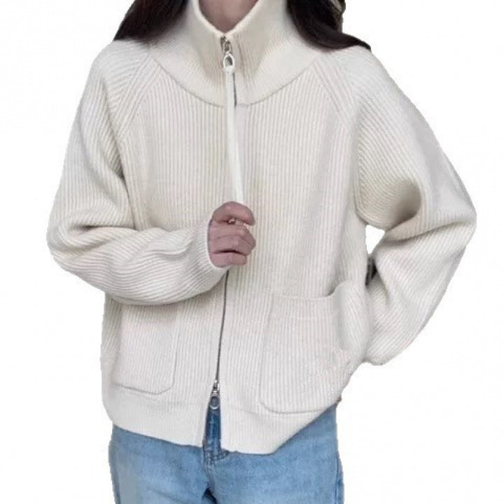 Damen Strickjacke mit hohem Kragen und praktischen Taschen Drune