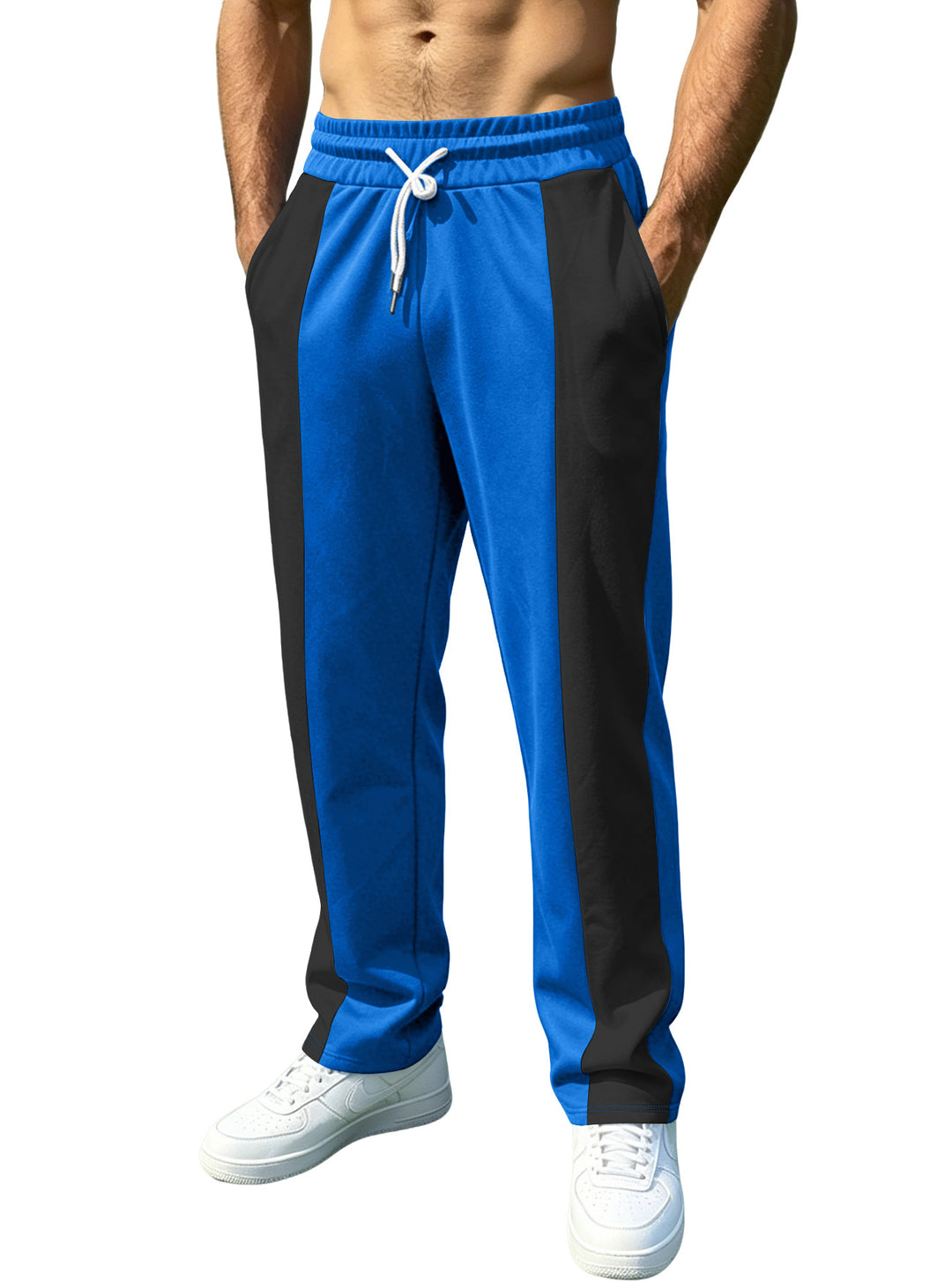 Herren nan sportliche Jogginghose mit Kontrast-Seiteneinsätzen, elastischem Bund, Kordelzug und Seitentaschen Drune