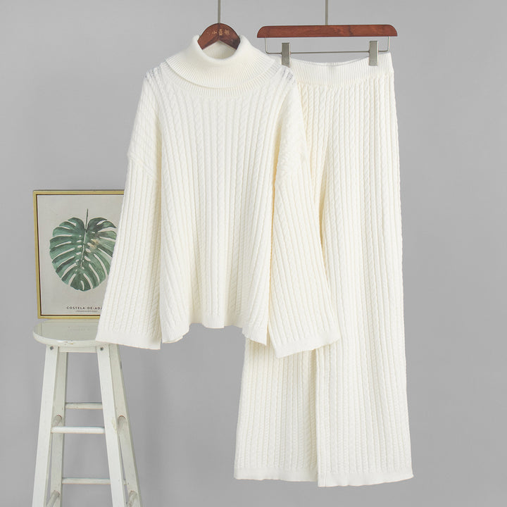 Damen Strickanzug mit hohem Kragen und weitem Schnitt Drune