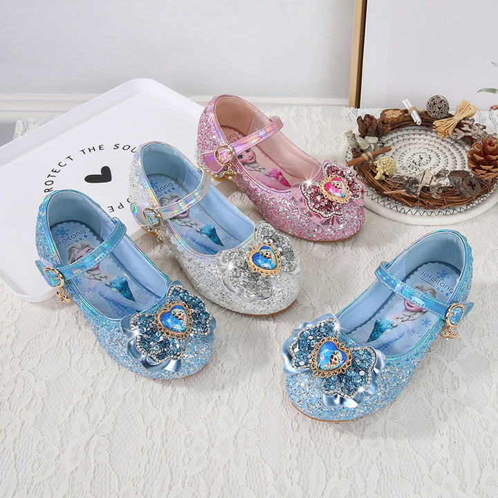 Mädchen Festliche Glitzer Ballerinas mit Blumenapplikation Drune