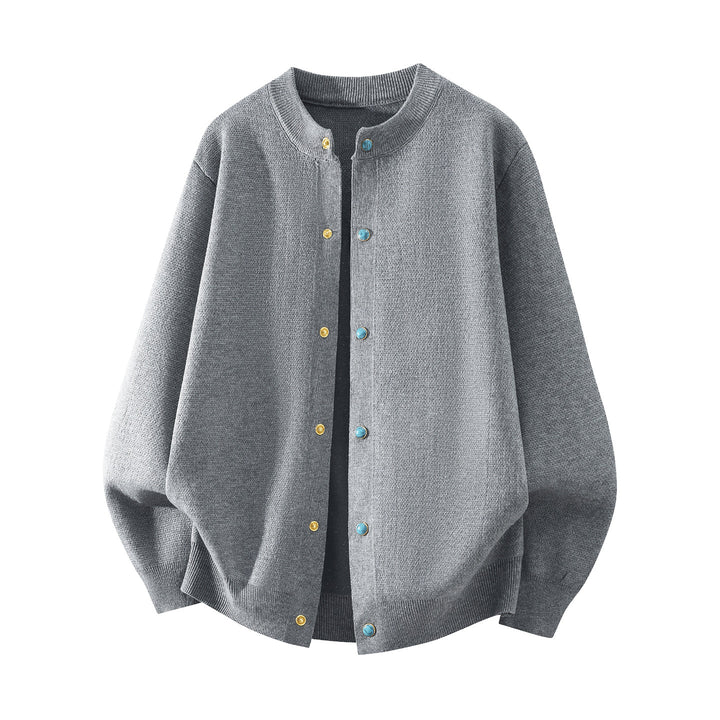Unisex Oversize Strick‑Bomberjacke mit Druckknopfleiste, geripptem Bund & weicher Waffelstruktur Drune