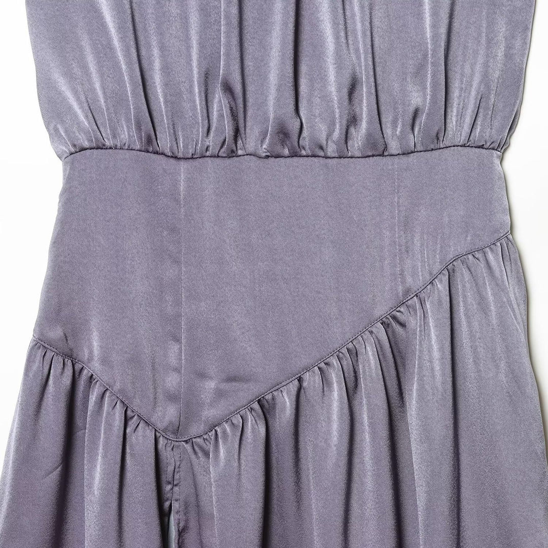 Damen elegantes Maxikleid mit fließendem Rock und raffiniertem Faltenwurf Drune