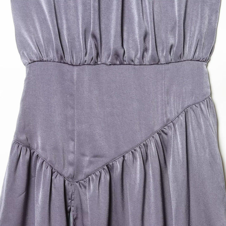 Damen elegantes Maxikleid mit fließendem Rock und raffiniertem Faltenwurf Drune