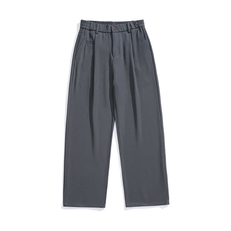 Damen Locker sitzende Bundfalten-Hose mit elastischem Komfortbund und geradem Saum Drune