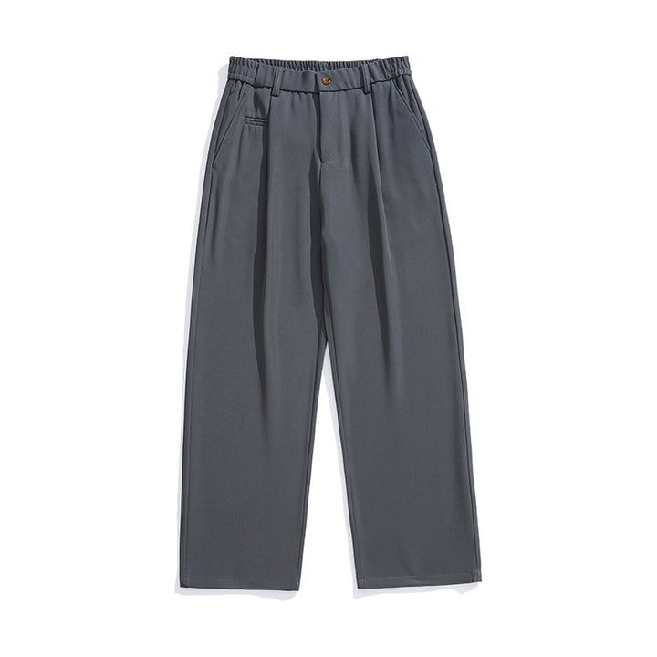 Damen Locker sitzende Bundfalten-Hose mit elastischem Komfortbund und geradem Saum Drune