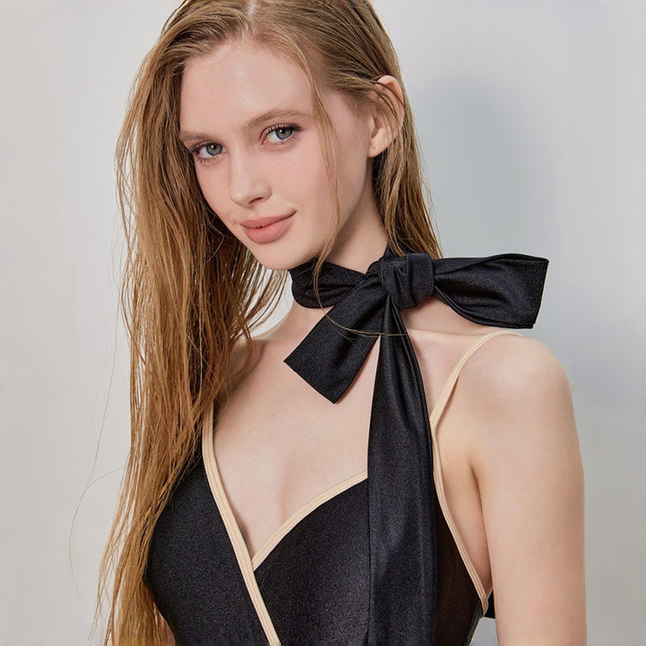 Damen Eleganter Einteiler mit schickem Halstuch Drune