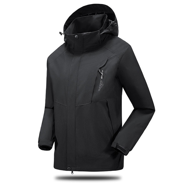 Herren Wind- und Wasserabweisende Trekkingjacke mit verstellbarer Kapuze und Brustreißverschluss Drune