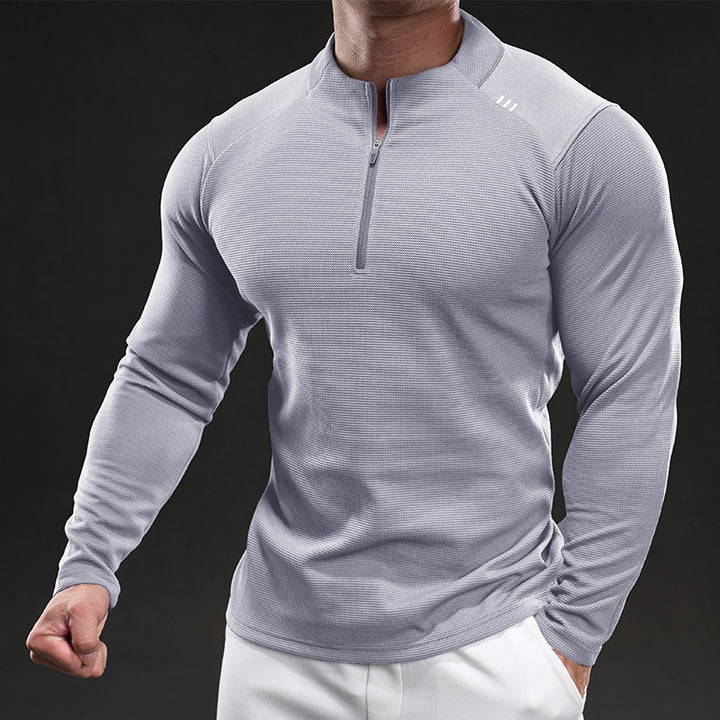 Herren Atmungsaktives Funktions-Langarmshirt mit kurzem Reißverschluss und Slim‑Fit Drune