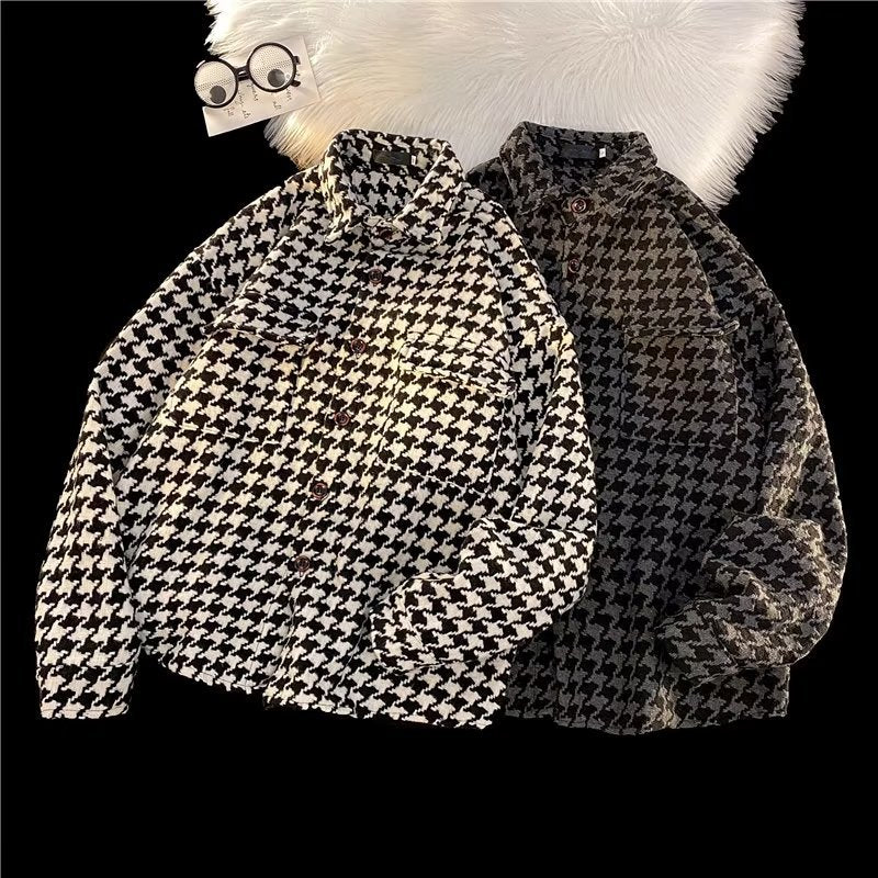 Damen strukturiertes Houndstooth-Hemd Drune