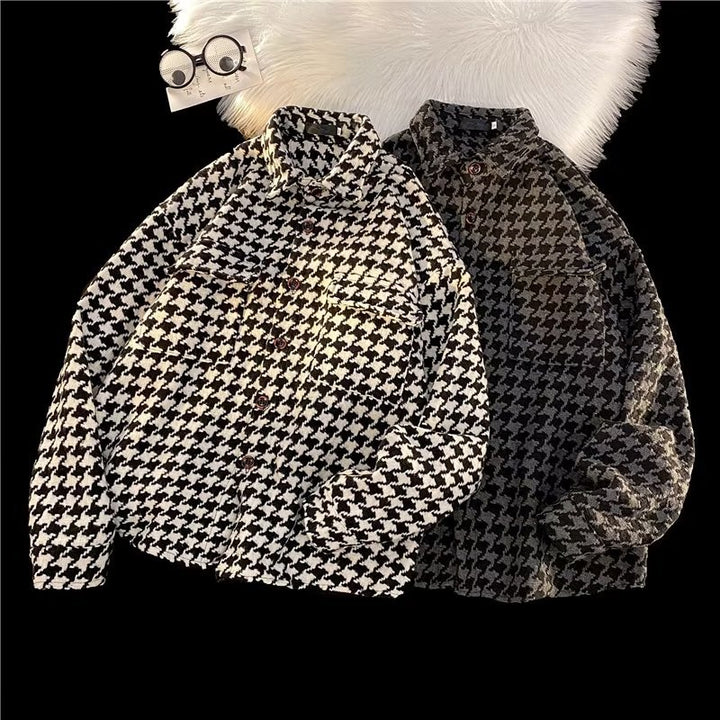Damen strukturiertes Houndstooth-Hemd Drune