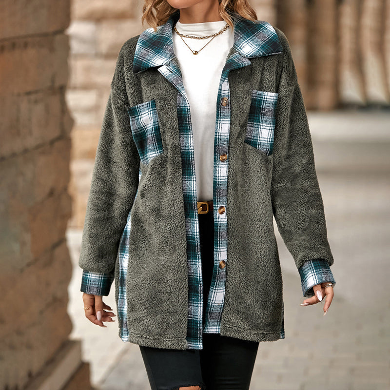 Drune | Karierter Fleece Mantel