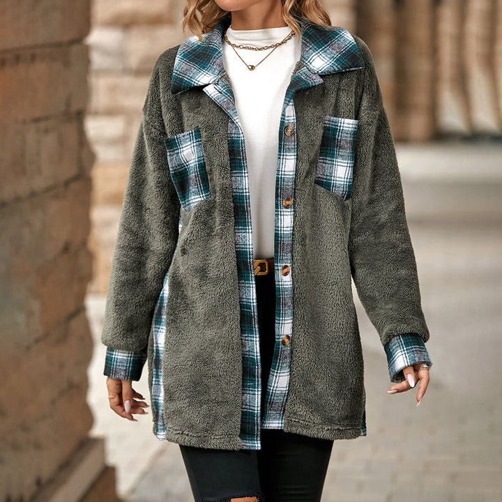 Drune | Karierter Fleece Mantel