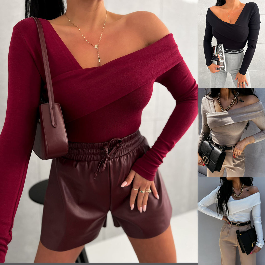 Damen Elegantes Oberteil mit asymmetrischem Schnitt und langen Ärmeln Drune