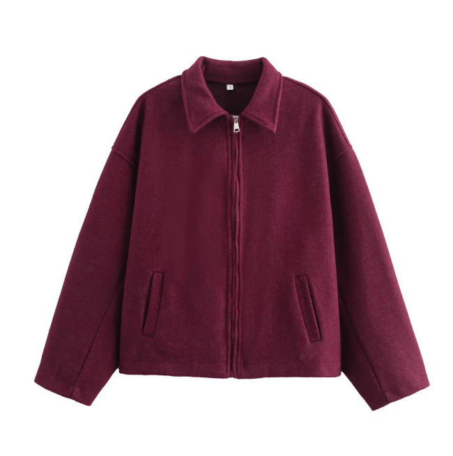 Damen stylische Übergangsjacke mit hohem Kragen und Reißverschluss Drune