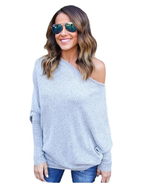 Damen lässiger Off-Shoulder Pullover mit strukturiertem Design und weiten Ärmeln Drune