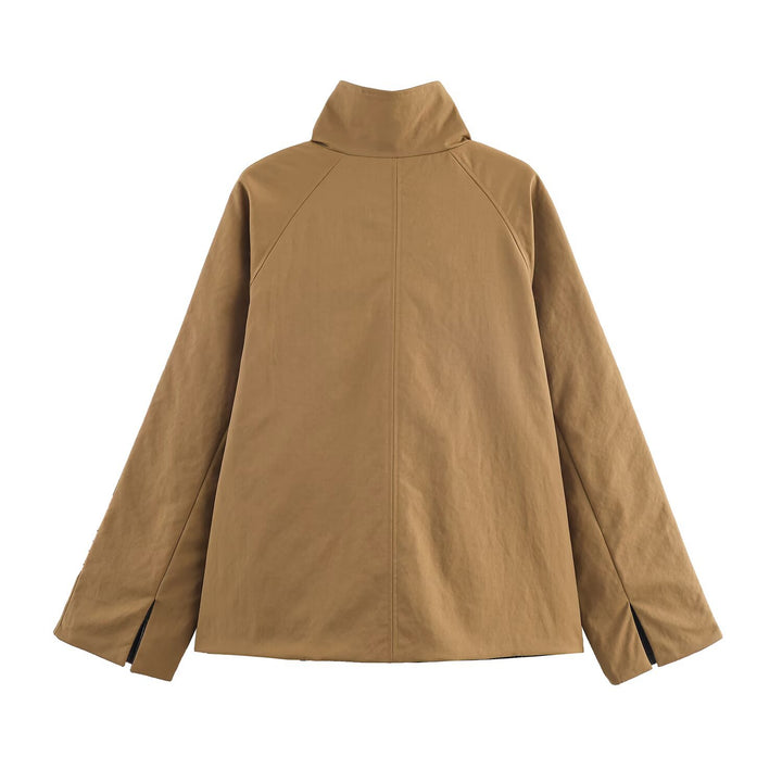 Damen urbane Oversized-Jacke mit hohem Kragen Drune