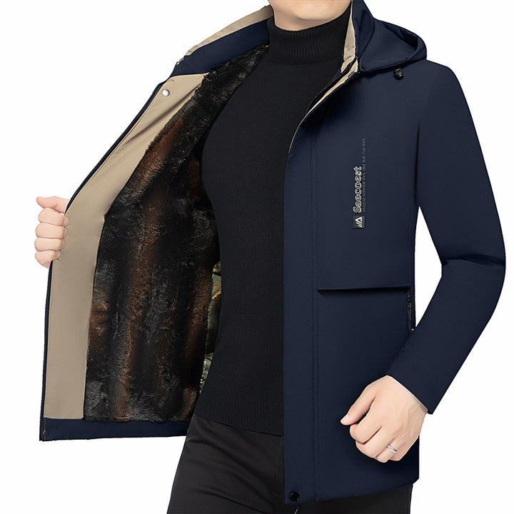 Herren Wattierte Stehkragenjacke mit wasserabweisender Oberfläche und Reißverschlusstaschen Drune