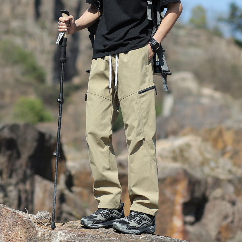 Herren Technische Trekkinghose mit Reißverschlusstaschen und Kordelbund Drune
