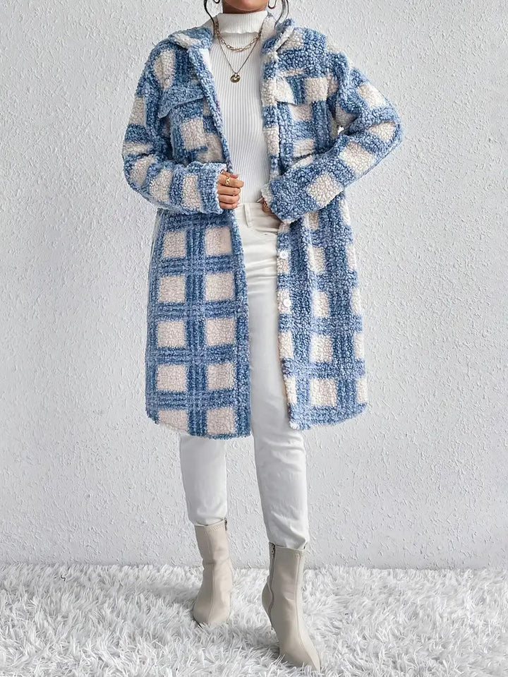 Damen Karierter Fleece-Mantel Drune