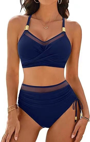 Damen Hochwertiges Bikini-Set mit transparenten Akzenten und modischem Wickeldesign Drune