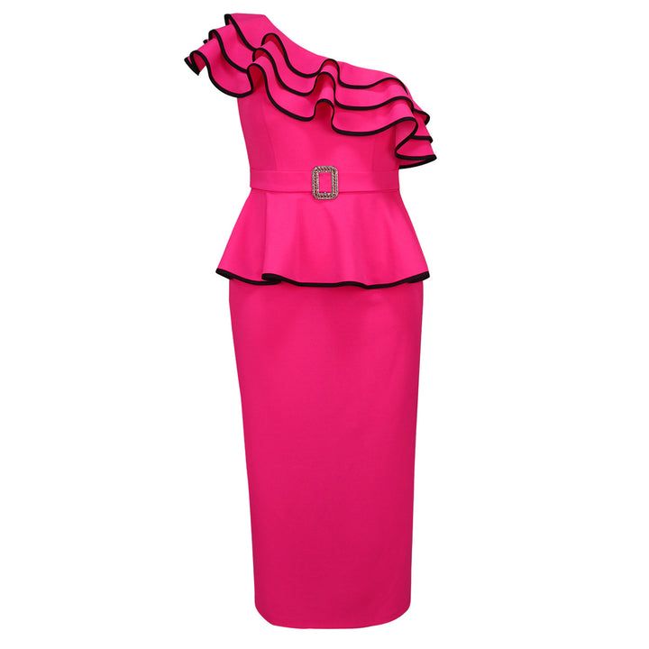 Damen Elegantes Wickelkleid mit Rüschen und transparentem Oberteil Drune