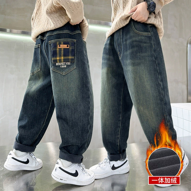 Herren baggy Jeans mit kreativen Taschen Drune