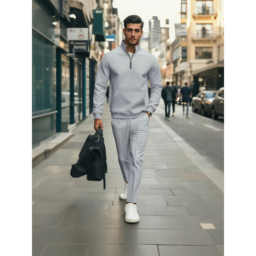 Herren Hochwertiger Stehkragen Pullover mit Zipper Drune