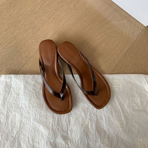 Damen Elegante Blockabsatz Flip-Flops Drune