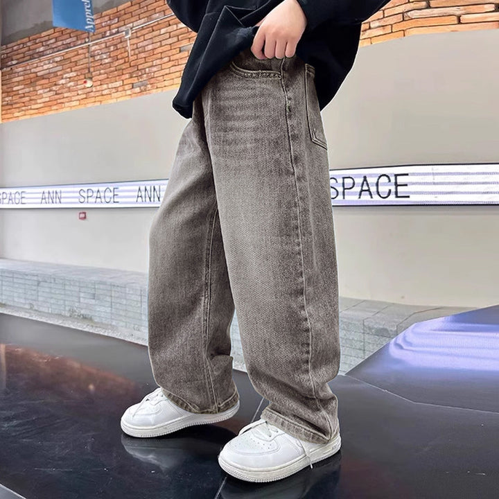 Damen weite Jeanshose mit elastischem Bund und modischem Schnitt Drune