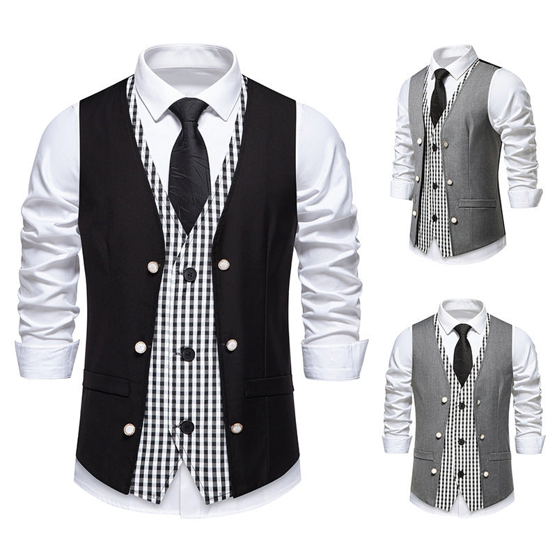 Herren elegante Weste mit kariertem Innenfutter Drune