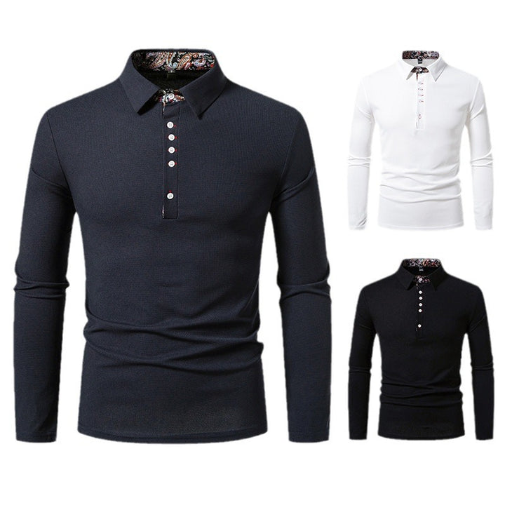 Herren Langarm Poloshirt mit außergewöhnlichem Kragen-Design Drune