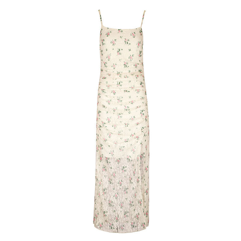 Damen Maxikleid mit raffiniertem Spitzenbesatz und floralem Design Drune