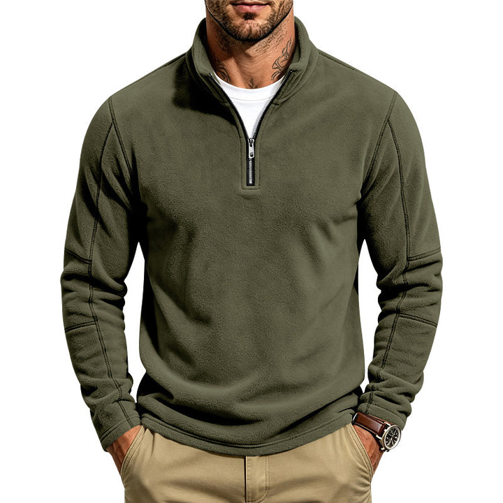 Herren Fleece-Pullover mit kurzem Reißverschluss und Stehkragen Drune