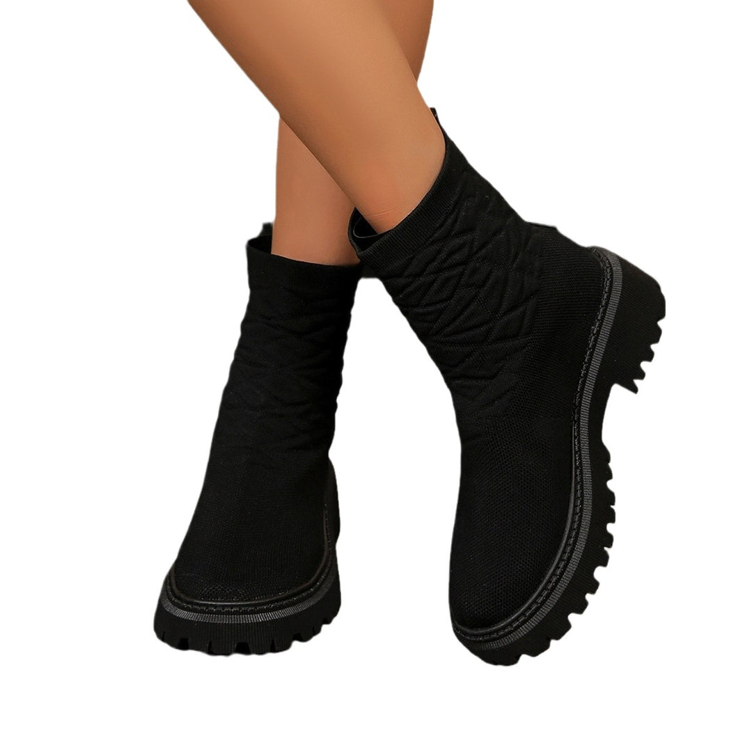 Damen Modische Stiefeletten mit strukturiertem Obermaterial und rutschfester Sohle Drune
