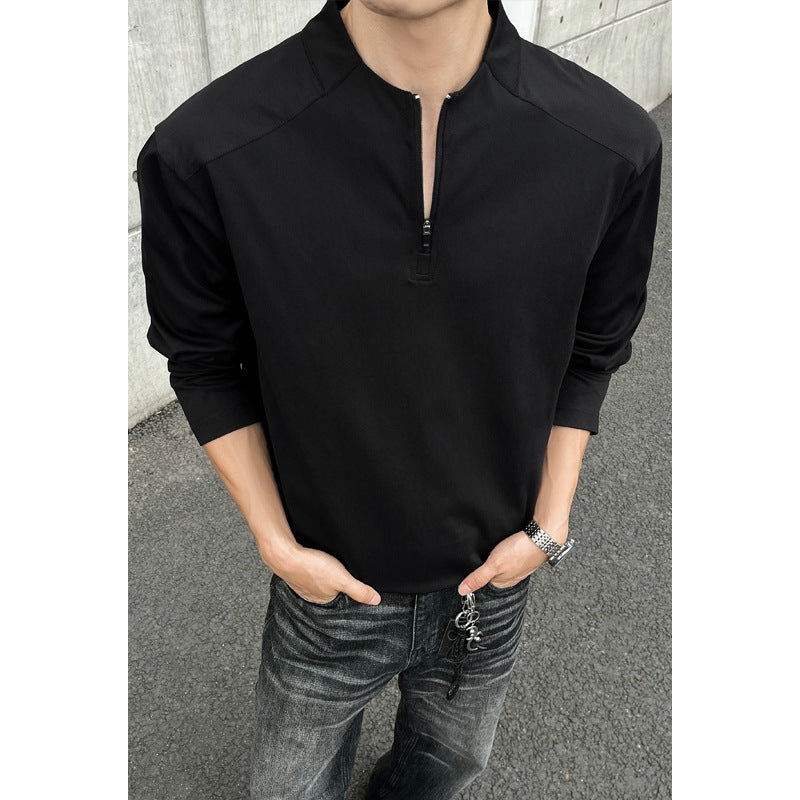 Herren Sportlicher Stehkragen Pulli mit Reißverschluss Drune