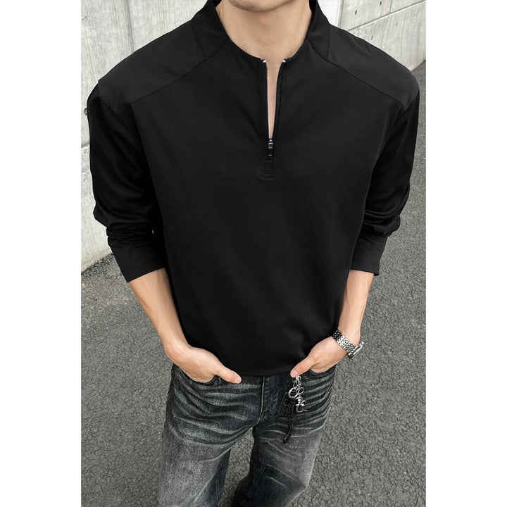 Herren Sportlicher Stehkragen Pulli mit Reißverschluss Drune
