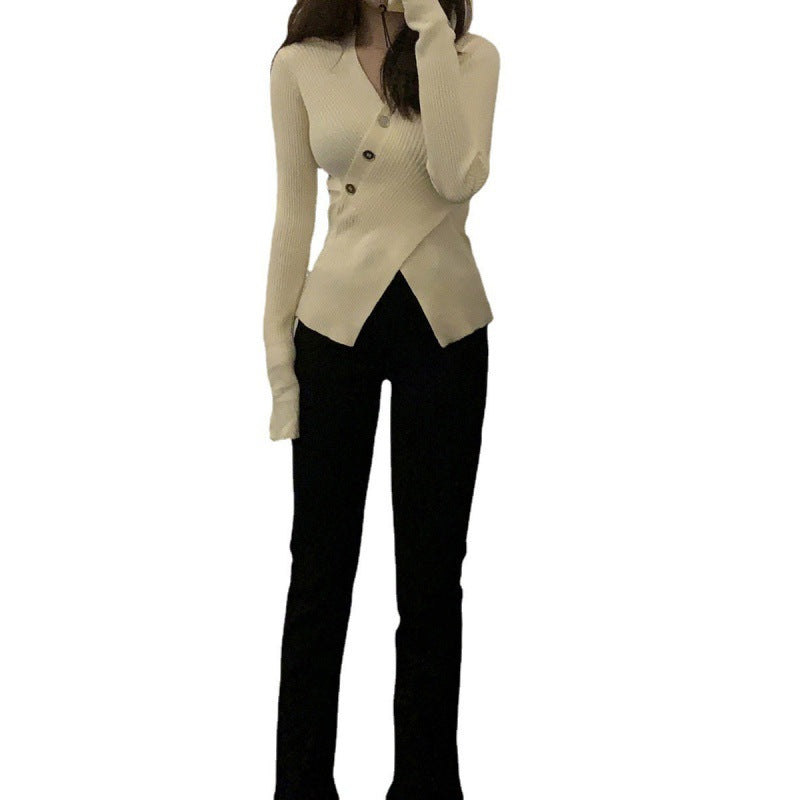 Damen Feiner Rippstrick-Cardigan mit Knopfdetails und schickem V-Ausschnitt Drune