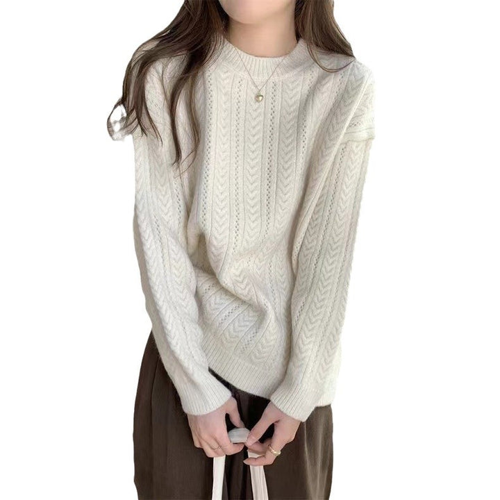 Damen gemütlicher Strickpullover mit feinem Zopfmuster Drune