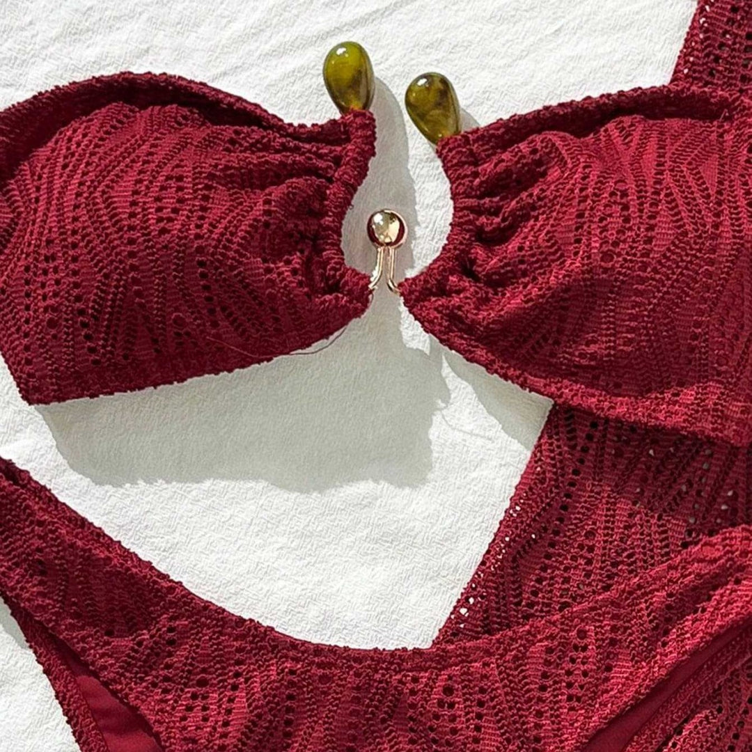 Damen Bandeau-Bikini mit Rüschenrock und elegantem Verschluss Drune