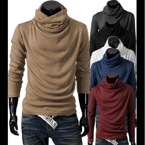 Herren Slim-Fit Langarmshirt mit großzügigem Schlauchkragen und figurbetonter Silhouette Drune