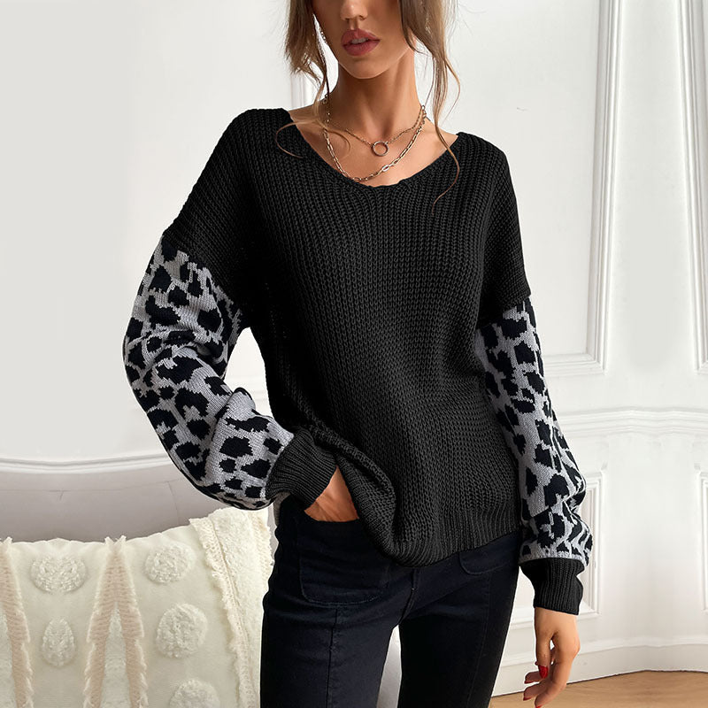 Damen Stylish Rippstrickpullover mit Karomuster Drune