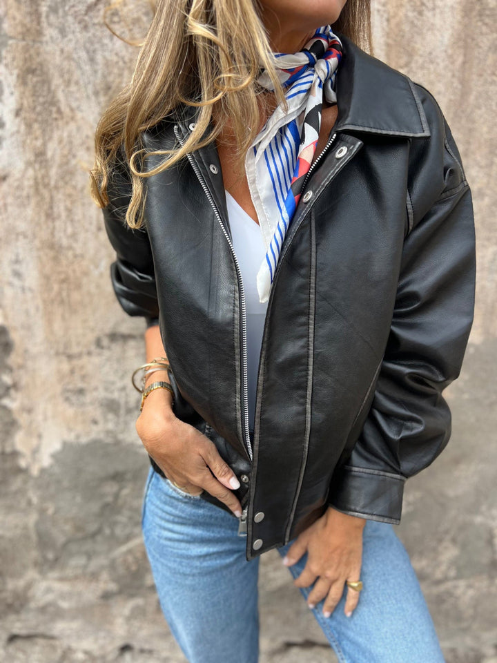 Drune | Lockere Pu-Motorrad Bomberjacke