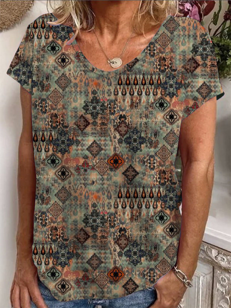 Damen Lockere Bluse mit buntem Paisleymuster Drune