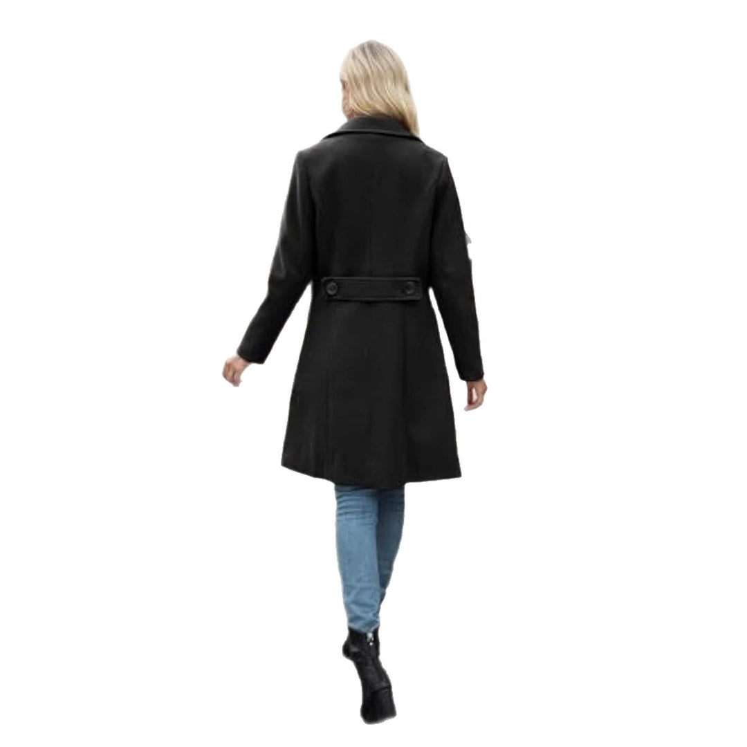 Damen Klassischer Zweireihiger Wollmix-Mantel mit taillierter Silhouette und großen Pattentaschen Drune