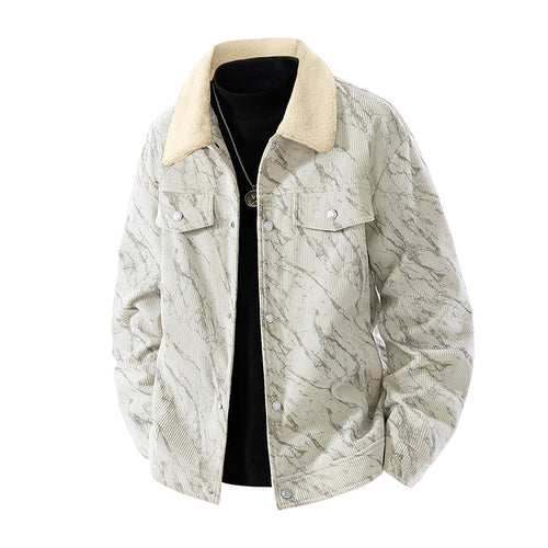Men's  ribbed corduroy sherpa-collar snap trucker jacket Drune